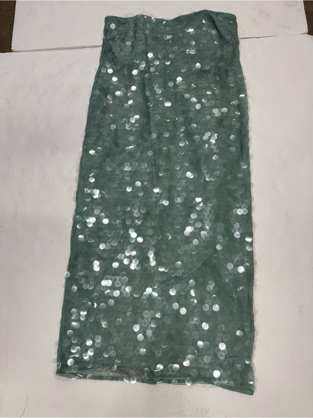 STAUD Strapless Sequin Midi Dress in Mint - Picture 5 of 7